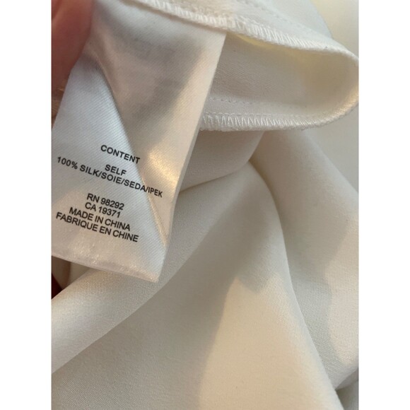 Tibi Women’s White Cutout Shoulder Tie Silk Shift Midi Dress size M Ivory - Picture 4 of 10